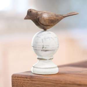 Wood Carved Bird Finial G90285