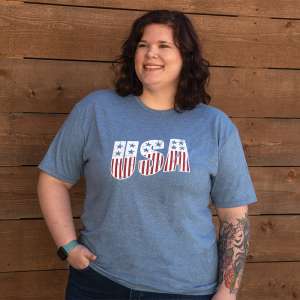 USA Stars & Stripes T-Shirt, Heather Indigo L156
