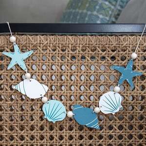 Wooden Beaded Seashells Mini Garland 37691