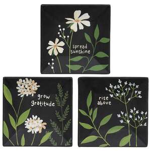 Spread Sunshine Floral Square Plate, 3 Asstd.