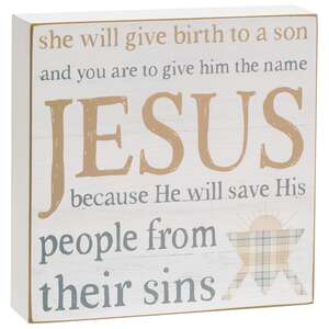 He Will Save His People Box Sign