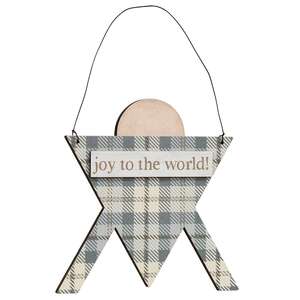 Joy to the World Plaid Creche Ornament