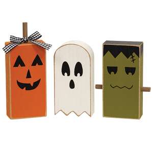 3 Set, Chunky Wooden Halloween Friend Sitters