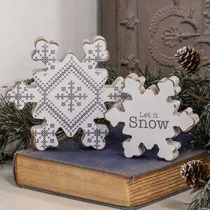 Let It Snow Sweater Snowflake Chunky Sitters, 2/Set 37939;