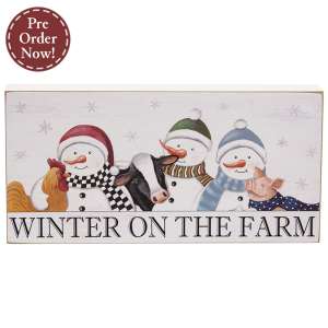 Winter on the Farm Snowmen & Animals Box Sign #37980