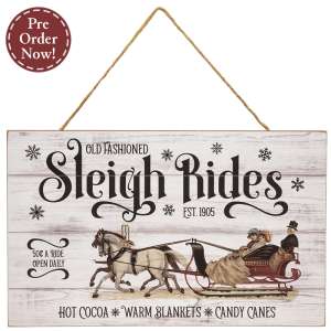 Old Fashioned Sleigh Rides Barnwood Look Sign #37989