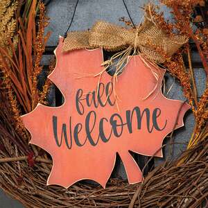 Fall Welcome Wooden Leaf Sign 38050;