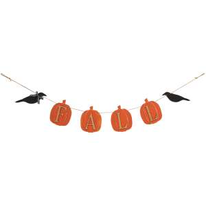 "Fall" Wooden Pumpkin & Crow Garland #38054