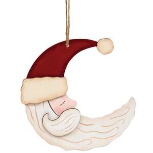 Wooden Santa Moon Ornament