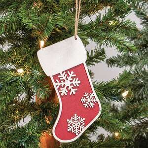 Glittered Wooden Snowflake Stocking Ornament 38116;