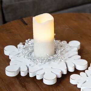 White Wooden Snowflake Riser, 12.5" 38145;