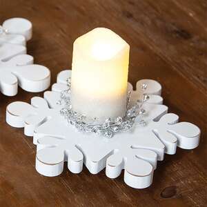 White Wooden Snowflake Riser, 10" 38146;