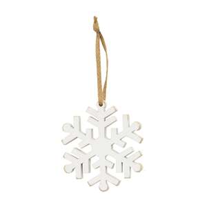 Distressed Wooden Snowflake Ornament with Burlap Hanger, 3.5"