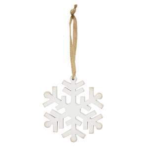 Distressed Wooden Snowflake Ornament with Burlap Hanger, 5.25"