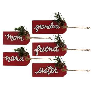 38171A Layered Red Wood Name Gift Tags, 5/Set;