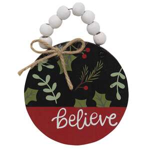 38187 Beaded Believe Painted Holly and Pine Ornament;
