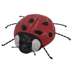 Distressed Wooden Lady Bug with Wire Legs;