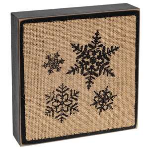 Stamped Burlap Snowflake Box Sign