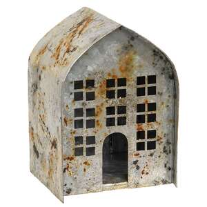 Distressed Rusty Metal Tealight Barn