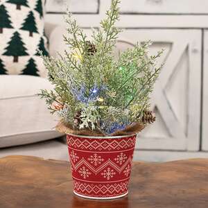 Red Nordic Snowflake Metal Bucket 65351;