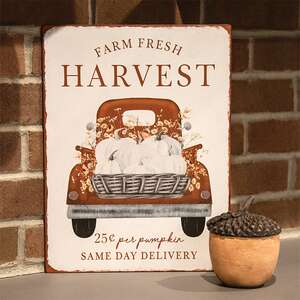 Farm Fresh Harvest Truck Metal Sign;