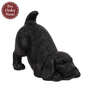 Black Resin Playful Puppy Figurine #65356