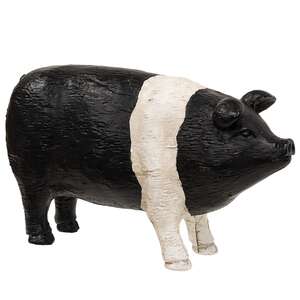 Black & White Carved Look Resin Pig