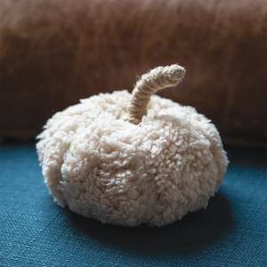 Ivory Sherpa Pumpkin w/Jute Stem, Medium CS38994;