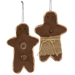 2 Set Gingerbread Boy & Girl Ornaments