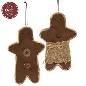 2 Set Gingerbread Boy & Girl Ornaments #CS39004