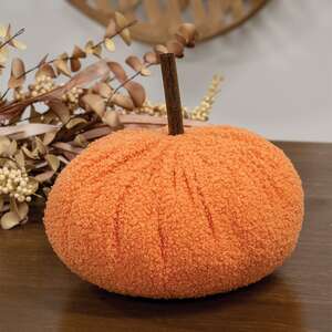 Stuffed Orange Chenille Pumpkin, 7.5" ;