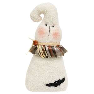 Stuffed Plaid Ruffled Ghost Doll with Bat