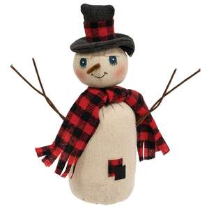 Red & Black Buffalo Check Patches Snowman Doll