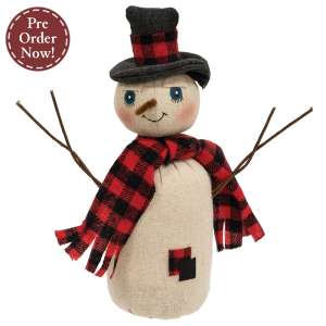 Red & Black Buffalo Check Patches Snowman Doll #CS39039