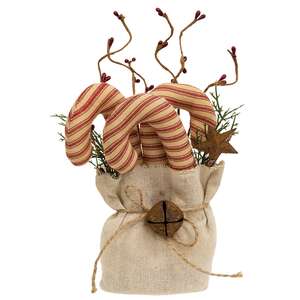 Stuffed Ticking Stripe Candy Canes & Greenery Goody Bag