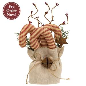 Stuffed Ticking Stripe Candy Canes & Greenery Goody Bag #CS39051