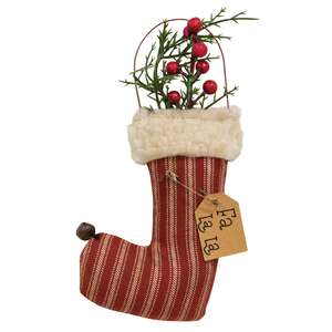 Fa La La Stuffed Ticking Stripe Stocking Ornament