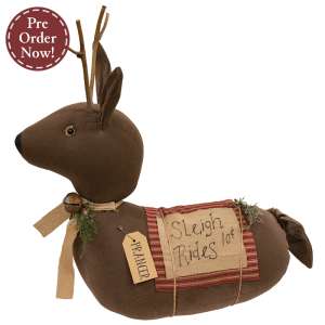 Stuffed Primitive Sleigh Rides Prancer Reindeer Sitter #CS39086