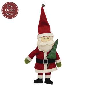 Stuffed Felt Santa with Christmas Tree Ornament #CS39091