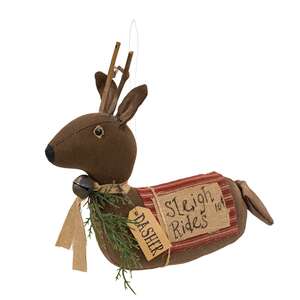 Stuffed Primitive Sleigh Rides Dasher Reindeer Sitter