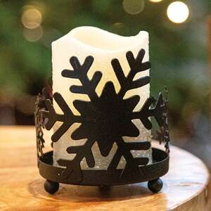 Black Metal Snowflake Pillar Holder 18067;