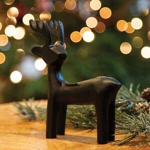 Black Cast Iron Standing Reindeer Figurine, Small 18074B;