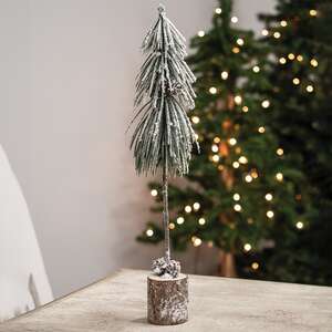 Snowy Long Needle Pine Tree w/Pinecones, 14" 18410;