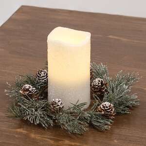 Iced Weeping Pine Candle Ring, 4" 18425;