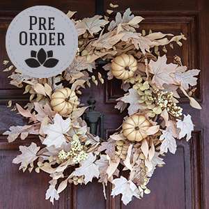 Natural Fall Leaves, Berry Clusters & Eucalyptus Wreath, 24" 18441