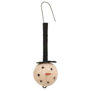 Primitive Top Hat Snowman Head Ornament -