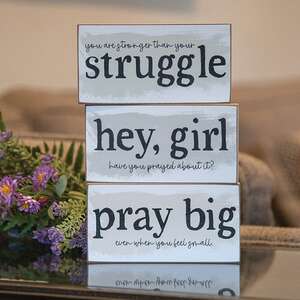 Stronger Thank Your Struggle Block Sign, 3 Asstd. 37911;