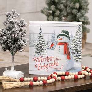 Winter Friends Snowman & Cardinal Box Sign 37960;