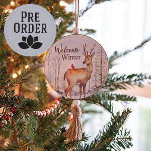 Winter Welcome Deer & Cardinal Round Ornament 37965