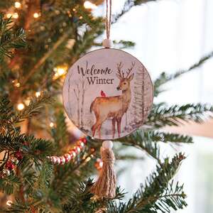Winter Welcome Deer & Cardinal Round Ornament 37965;